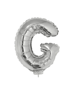 Ballon métallisé argenté avec baton lettre -G- taille 41cm