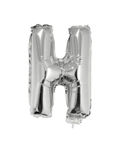 Ballon métallisé argenté avec baton lettre -H- taille 41cm