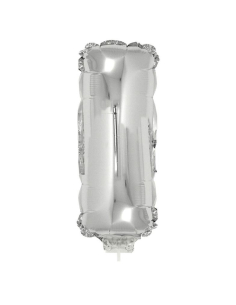 Ballon métallisé argenté avec baton lettre -I- taille 41cm