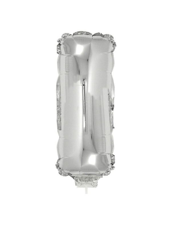 Ballon métallisé argenté avec baton lettre -I- taille 41cm