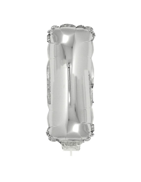 Ballon métallisé argenté avec baton lettre -I- taille 41cm