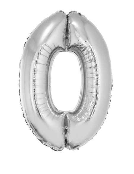 Ballon métallisé argenté chiffre -0- taille 80cm