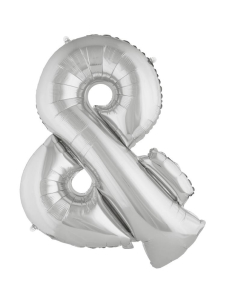 Ballon métallisé argenté thème -&- taille 102 cm