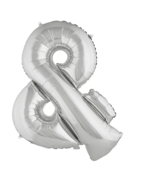 Ballon métallisé argenté thème -&- taille 102 cm