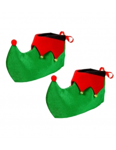 Couvre-chaussures rouge et vert pour lutin