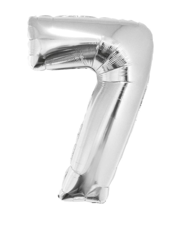Ballon métallisé argenté chiffre -7- taille 80cm