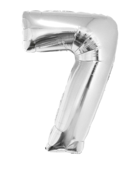 Ballon métallisé argenté chiffre -7- taille 80cm