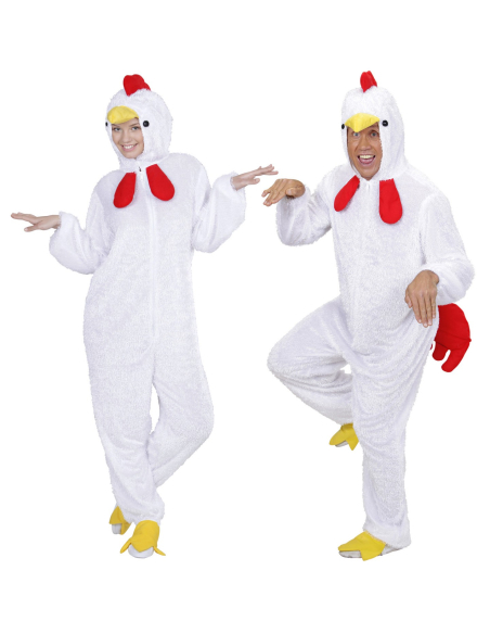 Déguisement Poulet Adulte, Blanc (combinaison à capuche avec masque)