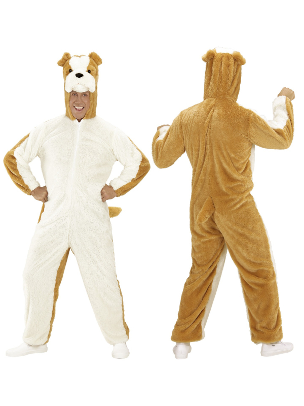Déguisement de Chien Bulldog, Adulte (combinaison à capuche avec masque)