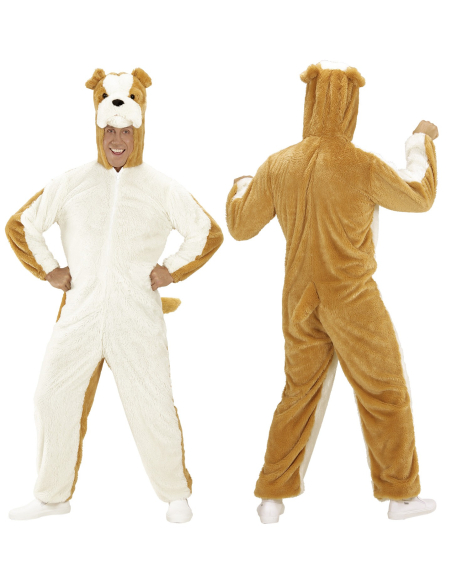Déguisement de Chien Bulldog, Adulte (combinaison à capuche avec masque)