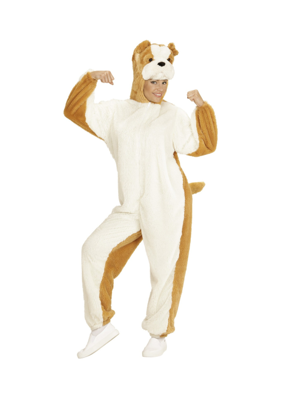 Déguisement de Chien Bulldog, Adulte (combinaison à capuche avec masque)