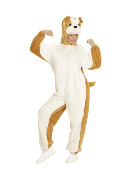 Déguisement de Chien Bulldog, Adulte (combinaison à capuche avec masque)