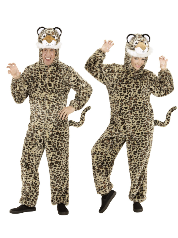 Déguisement Léopard Adulte en peluche (combinaison à capuche avec masque)
