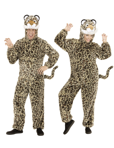Déguisement Léopard Adulte en peluche (combinaison à capuche avec masque)