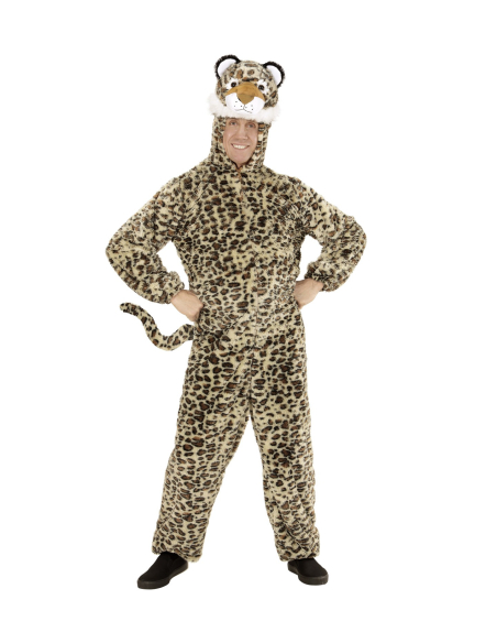 Déguisement Léopard Adulte en peluche (combinaison à capuche avec masque)