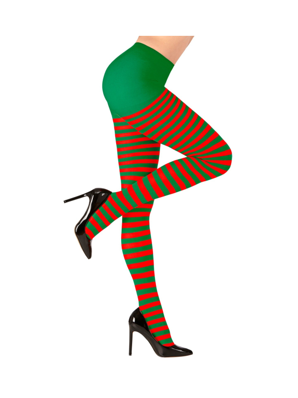 Collant rayé rouge et vert pour Adulte