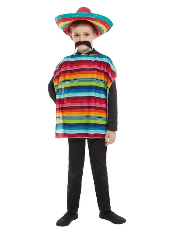 Kit enfant mexicain (poncho et sombrero)