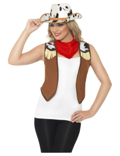 Kit femme Far West (gilet, bandana et chapeau)