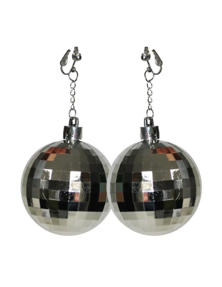 Boucles d'oreilles -Boules à facettes grises