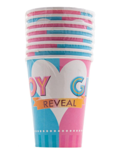 8 Gobelets en carton rose et bleu, bébé - 25cl 2