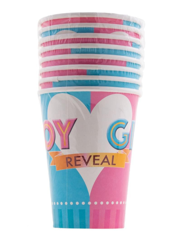 8 Gobelets en carton rose et bleu, bébé - 25cl