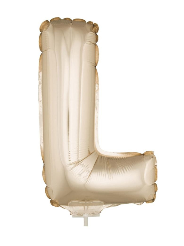 Ballon Aluminium Champagne ou Rose mordoré avec baton lettre -L- taille 41cm