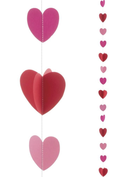 Corde avec Cœurs Rouges pour Ballon (2m)
