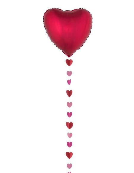 Corde avec Cœurs Rouges pour Ballon (2m)