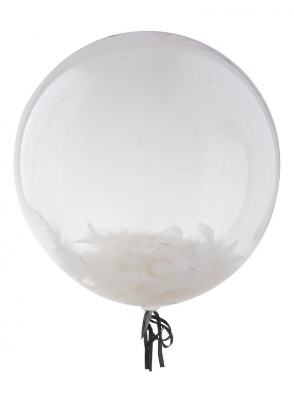 Ballon avec plumes blanches - 45 cm