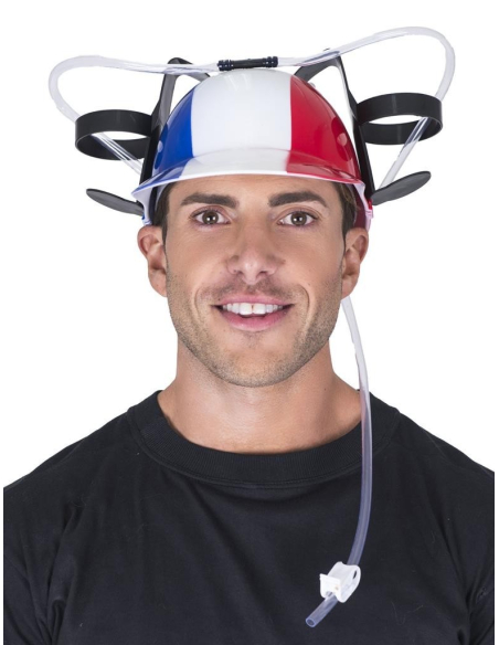 Casque avec porte-canettes bleu, blanc, rouge - France