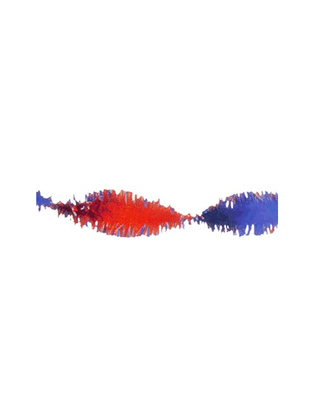 Guirlande en papier crépon, bleu, blanc, rouge - 24m - France