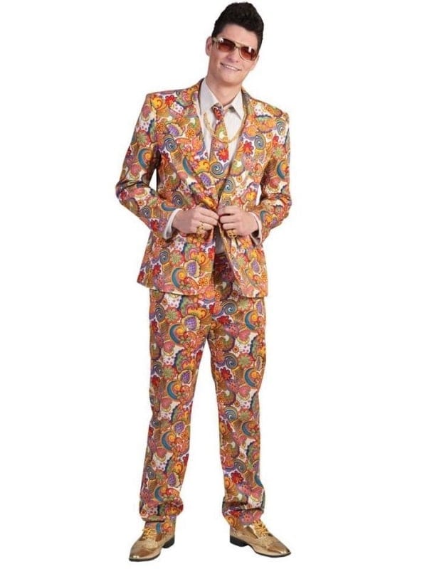 Costume motif Hippie Homme (veste, pantalon, cravate)