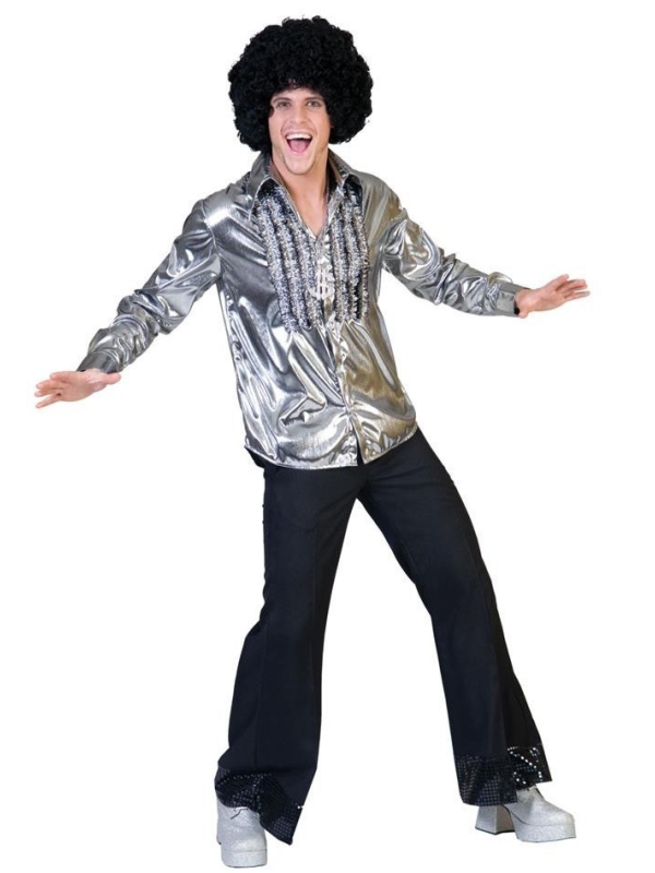 Chemise Disco Homme Argent