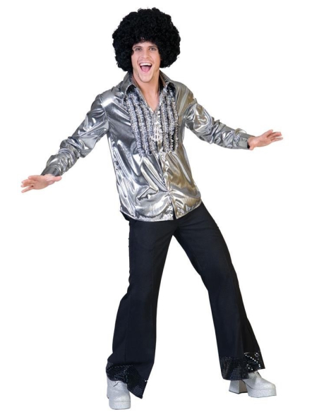 Chemise Disco Homme Argent