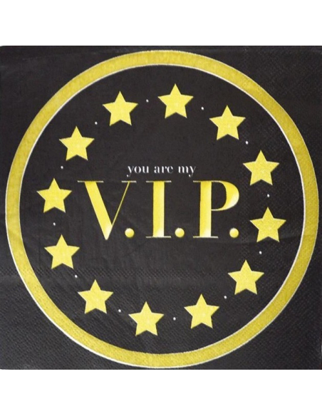 16 Serviettes en papier VIP - noir et doré