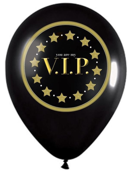 12 Ballons noir et Or VIP - 30 cm