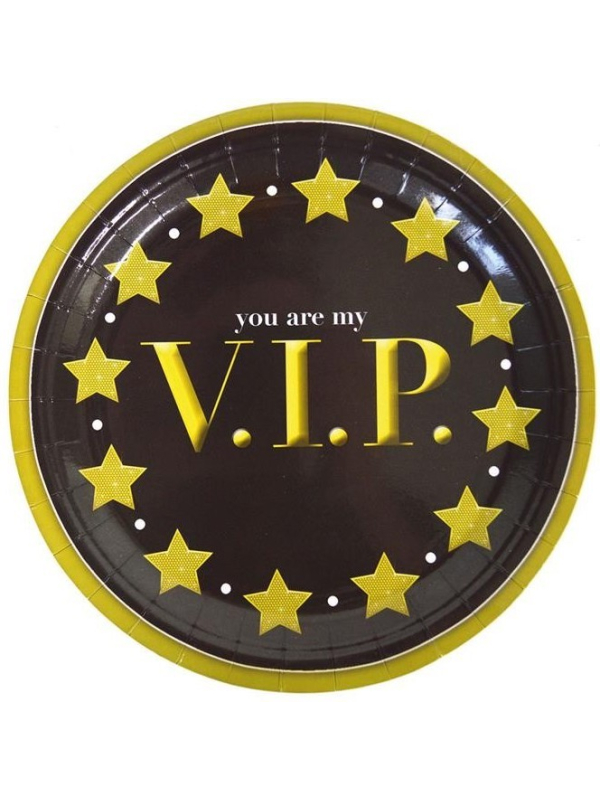 Lot de 8 assiettes VIP noir et or