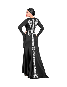 Robe Squelette Femme, noir avec traine