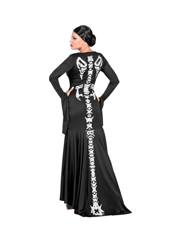 Robe Squelette Femme, noir avec traine