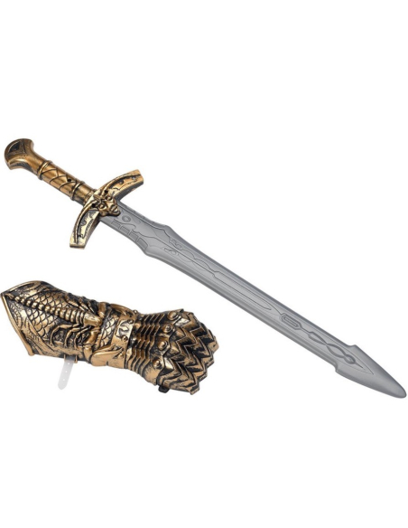 Ensemble d'armes médiévales Enfant, Bronze, avec épée et bouclier à la main