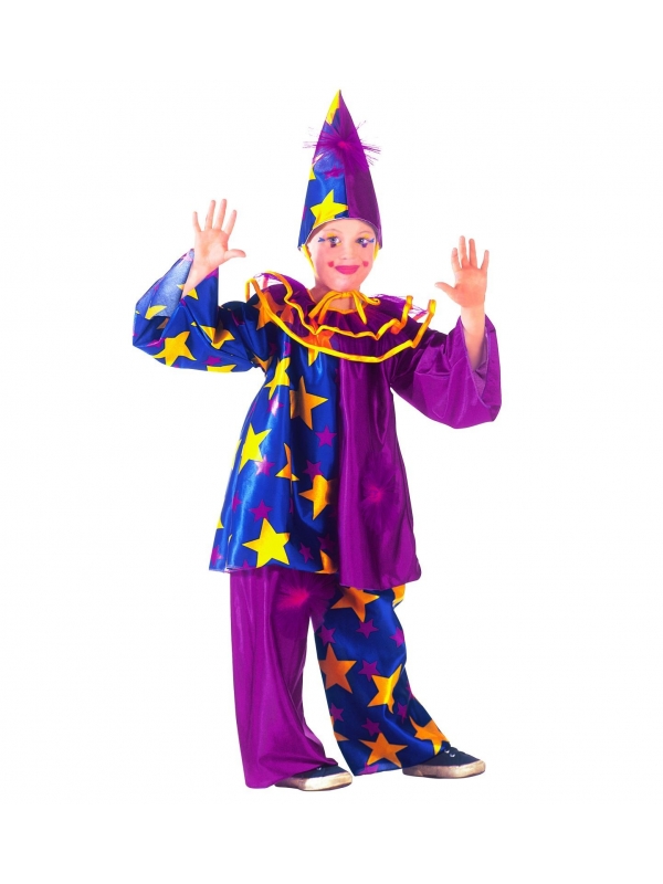Costume Enfant Clown Star (haut, collier, pantalon et chapeau)