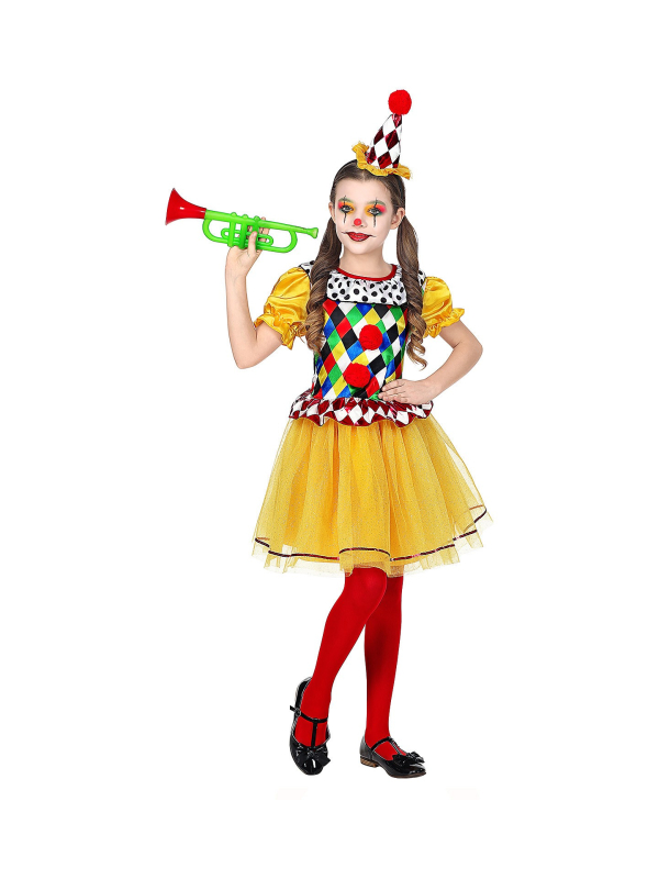 Déguisement Fille Clown (robe tutu, mini-chapeau)