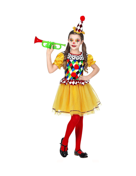 Déguisement Fille Clown (robe tutu, mini-chapeau)