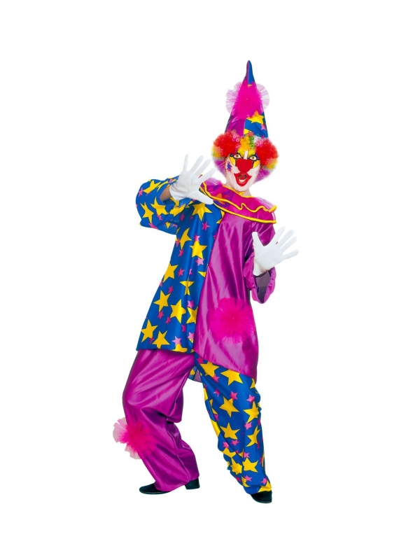 Costume Clown Star (Manteau avec col, pantalon et chapeau)