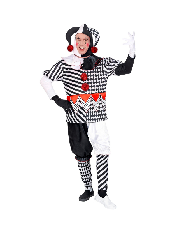 Déguisement Arlequin (manteau, pantalon, chapeau, gants)