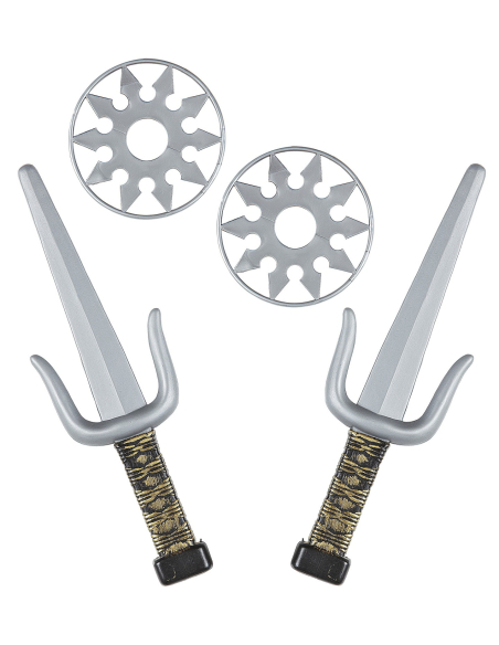 Set d'armes Ninja enfant (une paire de Sai et 2 Shurikens)