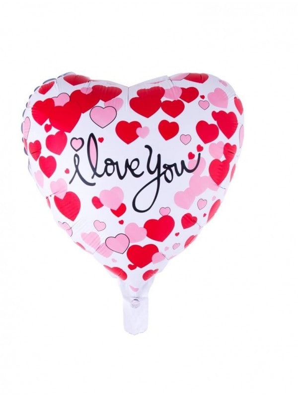 Ballon Cœur Rouge et Rose "I Love You" (52x46 cm)