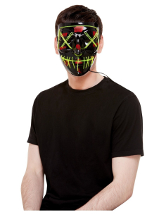 Masque Noir avec coutures, lumineuses (vert fluo) 2