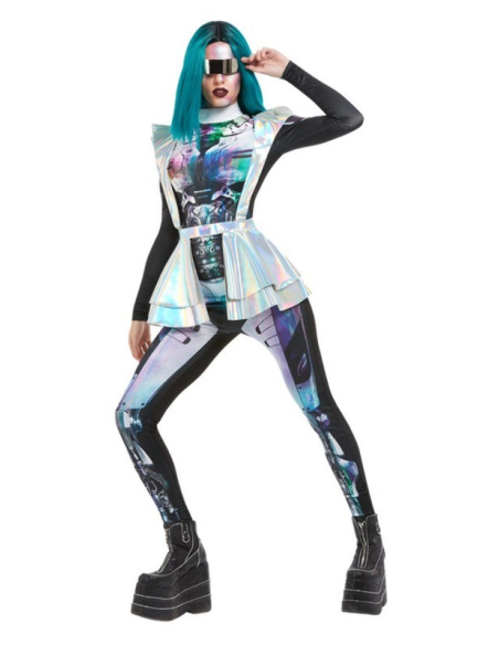 Déguisement Extraterrestre Métallique, Femme, Multi (Justaucorps et harnais métallique)