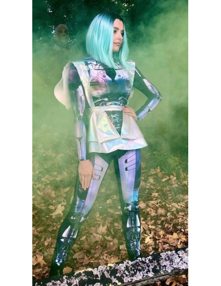 Déguisement Extraterrestre Métallique, Femme, Multi (Justaucorps et harnais métallique)